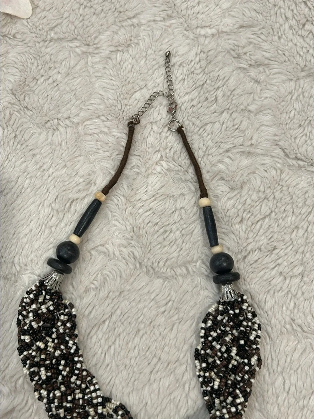 Vintage Black & White Beaded Statement Necklace - Picture 3 of 3